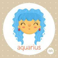 Aquarius zodiac sign girl with water drops