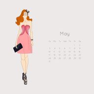 Calendar with fashion girl 2015 N7