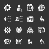 business and human resource management icon set vector eps10