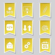 SEO Internet Sign Label Vector Yellow Icon Design Set 6