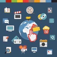Flat modern color web social media concept