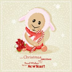 2015 new year card with cute sheep