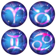 zodiac signs in the form of a crystal vector set N2