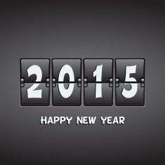 Happy New Year 2015 vector mechanical flip clock design