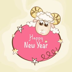 Stylish sticky design for year of the sheep 2015 celebrations