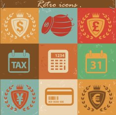 Money and financial icons vintage vector