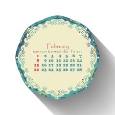 Calendar month of February 2015 in English Arabic ethnic style