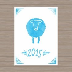 Vector card with sheep and 2015 N2
