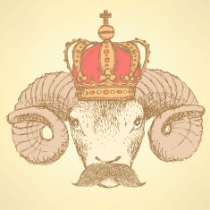 Sketch ram in crown with mustache
