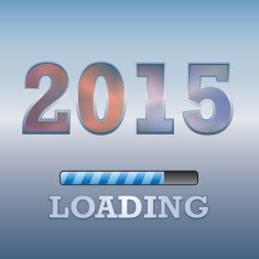 2015 Text with loading symbol on blue background N2