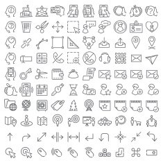 One hundred vector line icons set