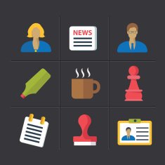 Office cartoon icons clean vector