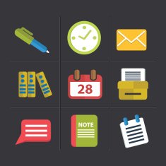 Office cartoon icons clean vector N2