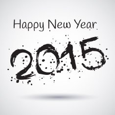 Happy New Year 2015 vector watercolor N2