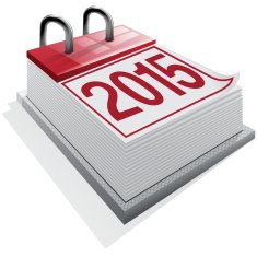 image of a calendar card 2015 on white background