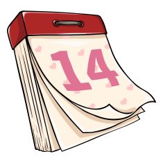 Vector Cartoon Tear-off Calendar Febrary 14 Valentines Day