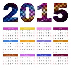 simple european 2015 year color vector calendar