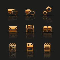 Golden web icons set