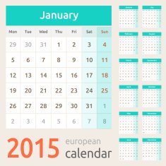 Simple european 2015 year vector calendar N14