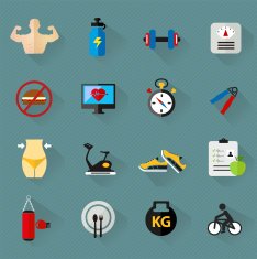 set of Fitness health icon in flat style