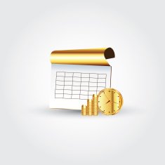 schedule icon - office clock with calendar