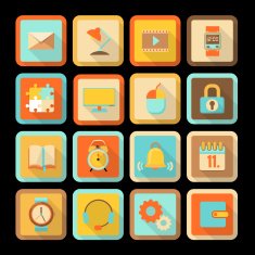 set of flat colorful icons