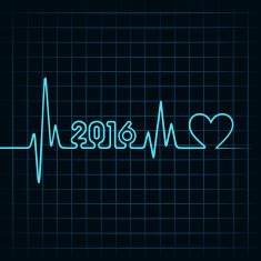 creative New Year 2016 design with heartbeat and heart N2