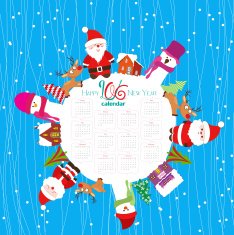 calendar 2016 new year and merry christmas