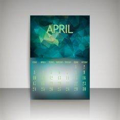 Geometrical polygonal and blurred backgrounds 2016 calendar for april