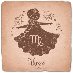 Virgo zodiac sign horoscope vintage card