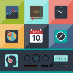 Set of flat vector web icons in stylish colors
