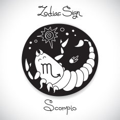 Scorpio zodiac sign of horoscope circle emblem in cartoon style N2
