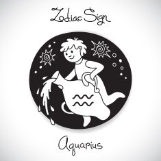Aquarius zodiac sign of horoscope circle emblem in cartoon style N2