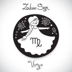 Virgo zodiac sign of horoscope circle emblem in cartoon style N2