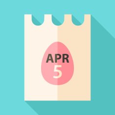 Easter paper with date 5 april and egg sign