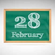 February 28 inscription in chalk on a blackboard