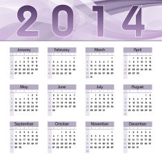 Calendar for 2014 Purple Illustration