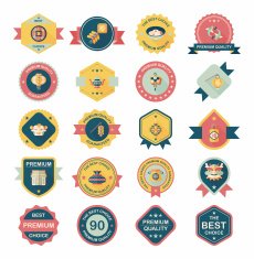 Chinese New Year badge flat banner design background set N131
