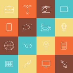 Set of thin journalism icons