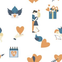 Romantic Seamless with Symbols of Valentine's Day
