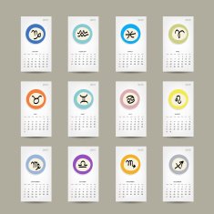 Calendar grid 2015 zodiac signs design