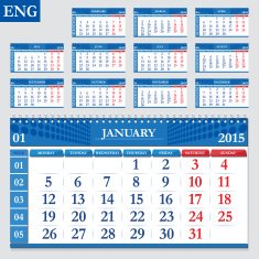 English calendar 2015