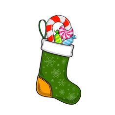 Christmas and New Year decorative sock with sweets