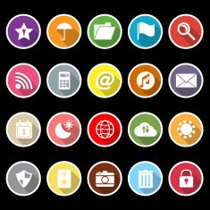 Tool bar icons with long shadow