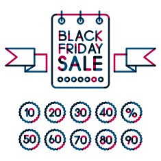 Set of colorful abstract black friday sale labels