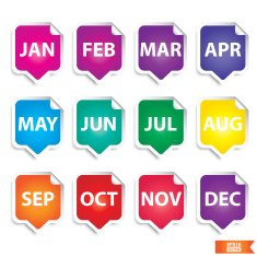 Colorful month stickers Eps10