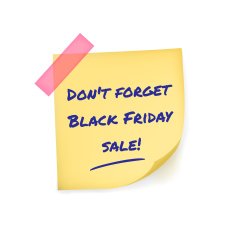 Black Friday reminder message on sticker notepaper