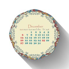 Calendar month of December 2015 in English Arabic ethnic style