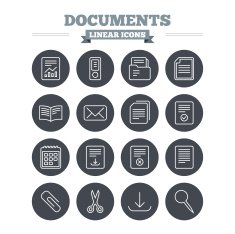 Documents linear icons set Thin outline signs Vector N3