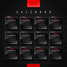 Calendar 2015 - glass frames on a hexagons background